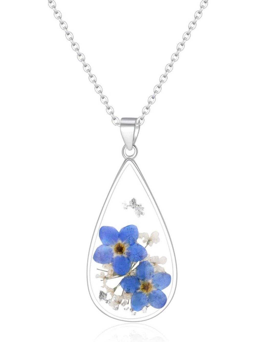 Pressed Flower Necklace | Birth Month Floral Jewelry | Gold/Silver Gift for Her